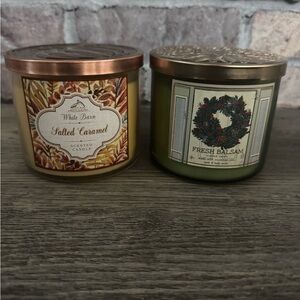 Bath & Body Works Salted Caramel and Fresh Balsam Candles